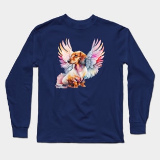 Watercolor Dachshund Angel 3 Long Sleeve T-Shirt